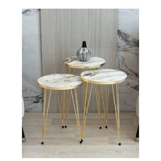 Белый тройной стол для раскроя, Белый стол для раскроя, Стол для раскроя с золотыми металлическими ножками, Набор столов для раскроя Премиум-стол для раскроя