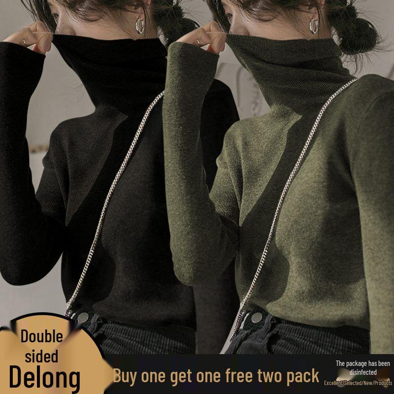 Women's Turtleneck Double-Sided German Velvet Long-Sleeve Top for Autumn/Winter - Myerlard Slimming, Thinning, and Thickened Design