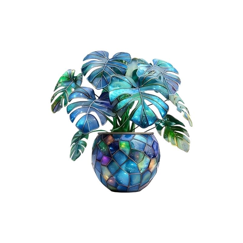 Красочная акриловая подвесная табличка с комнатным растением в горшке для украшения уличной вечеринки на лужайке, погодоустойчивый дизайн, оконное украшение