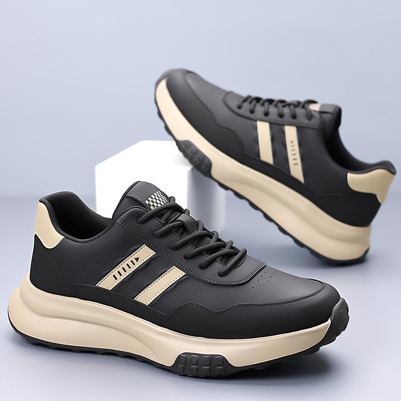 Модная кожаная модная повседневная обувь для мужчин, универсальная мужская обувь для ходьбы, обувь для скейтборда класса люкс, мужские кроссовки на шнуровке, мужские удобные кроссовки