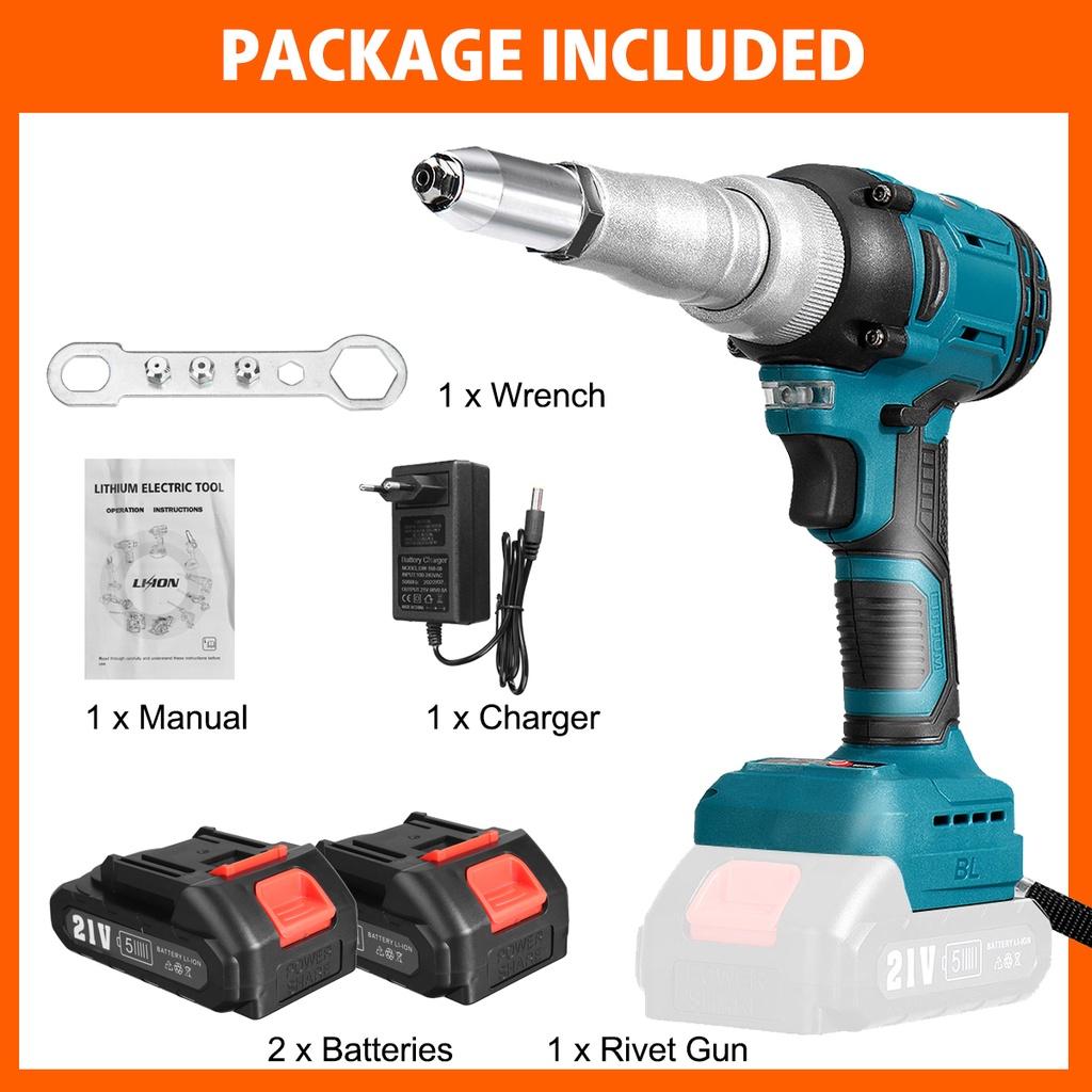 New Brushless Electric Riveter Guns 2.4-4.8mm Cordless Rivet Nut Gun W/ 7500mAh Li-ion Battery Rivet Tool