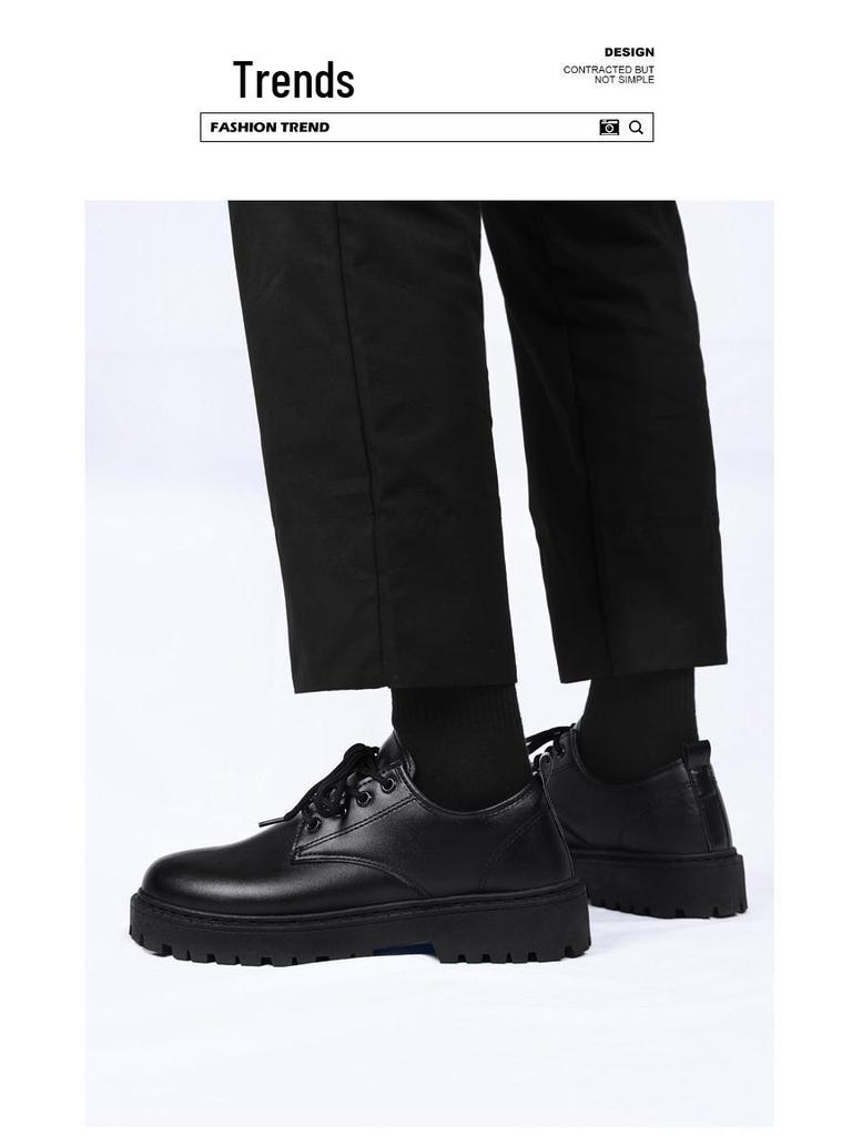 Мужская повседневная деловая кожаная обувь Осень 2024: Модные водонепроницаемые ботинки Мартинс в британском стиле