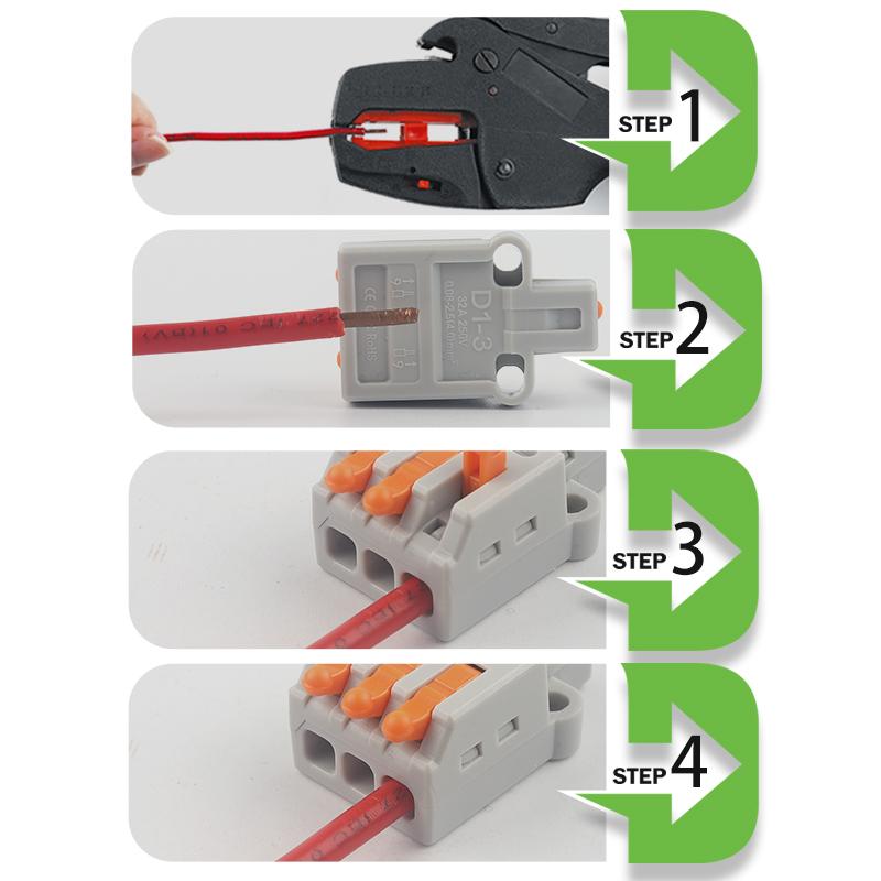 Рычажные быстрые мини-соединители для проводов 1 вход - несколько выходов Компактные соединители для сращивания проводов Подключение для вставных домашних клеммных блоков 32А