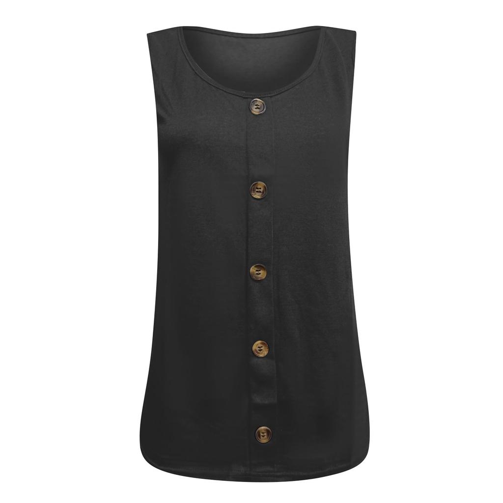 Женские рубашки на пуговицах, повседневная майка без рукавов с круглым вырезом, однотонная летняя свободная мягкая базовая блузка, футболка