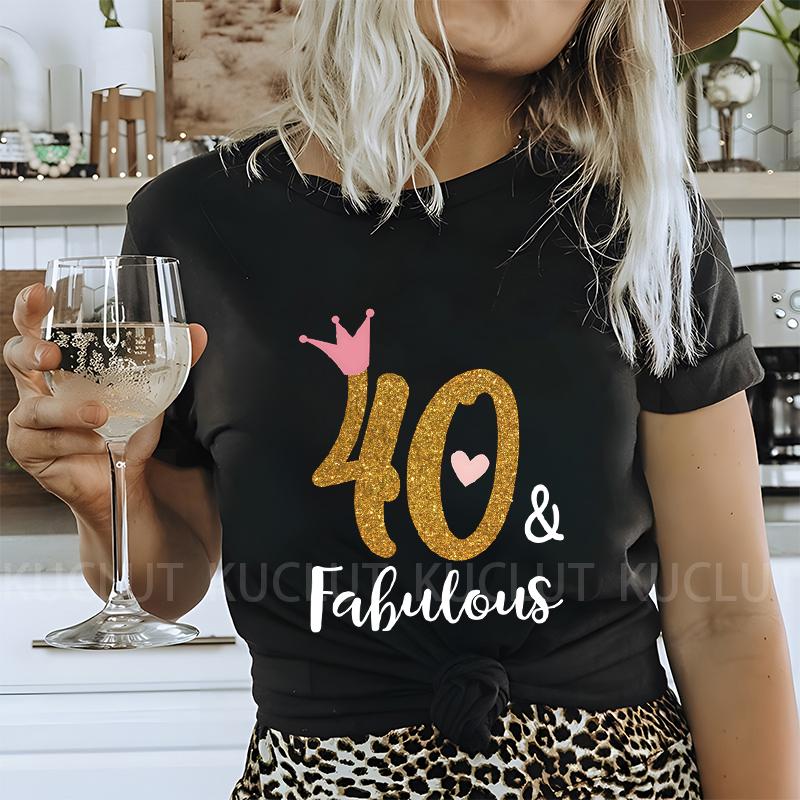 Женская футболка 40th Fabulous Tees Женская футболка для вечеринки в честь 40-летия королевы Модные графические топы Повседневная эстетичная женская одежда