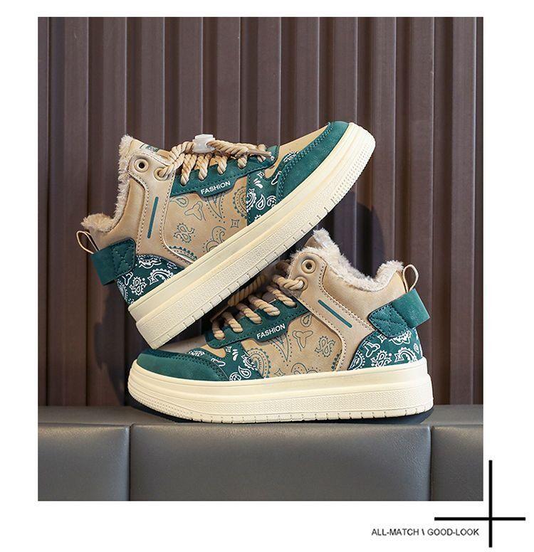 Men's & Women's Korean Style Fleece-Lined High-Top Sneakers