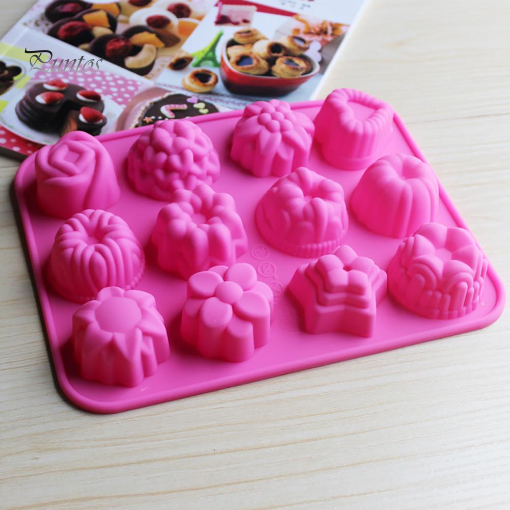 Puntos DIY силиконовая форма для выпечки шоколадных конфет в форме цветка с 12 отверстиями