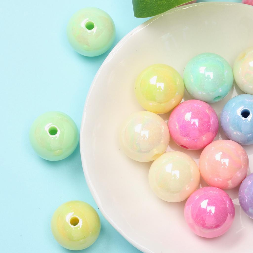 Unisex Fashion 20pcs 4mm Acrylic Bracelet Earring Accessories Jewelry Making Handmade Materials Fashion AB Magic Color DIY Round Loose Beads