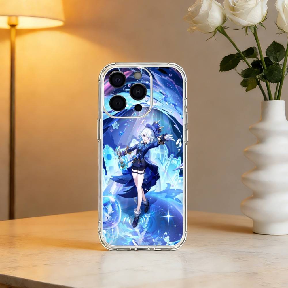 G-Genshin Impact F-Furina Чехол для телефона для iPhone 17 16 15 14 13 12 11 Mini Pro Max Plus Прозрачная крышка
