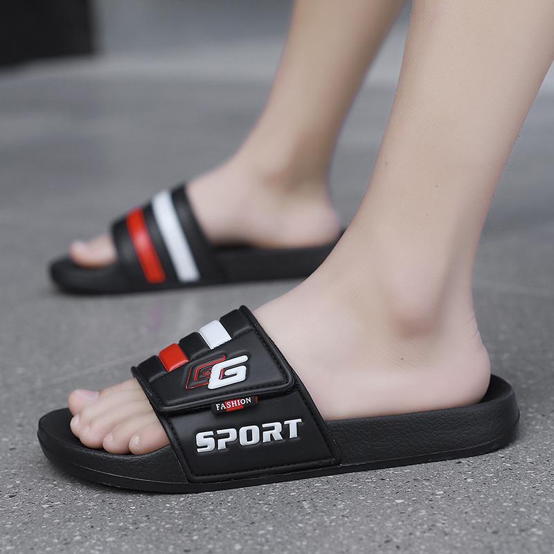 New Mens Slippers Velcro Strap Slipper Lightweight Slide Summer Beach Shoe Soft Mules Slide Flip Men Big Size Sandal Casual Clog