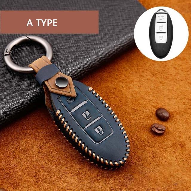 Чехол для автомобильного ключа из натуральной кожи для Nissan SENTRA LIVINA TIIDA MARC KICKS X-TRAIL TEANA J10 J11 T32 Qashqai