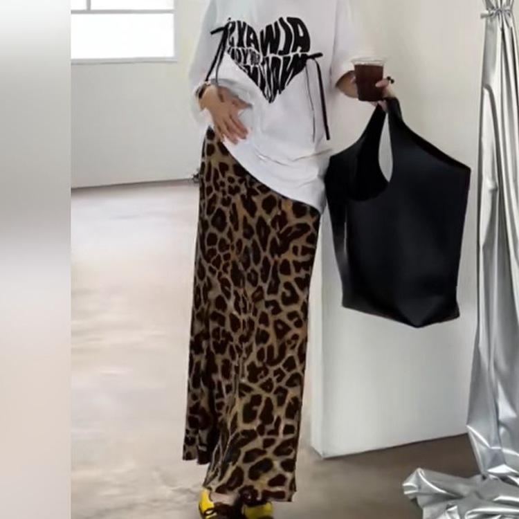 Весна/Лето 2026 Европейский и Американский Ретро Облегающий Юбка-Русалка с Высокой Талией и Леопардовым Принтом для Женщин