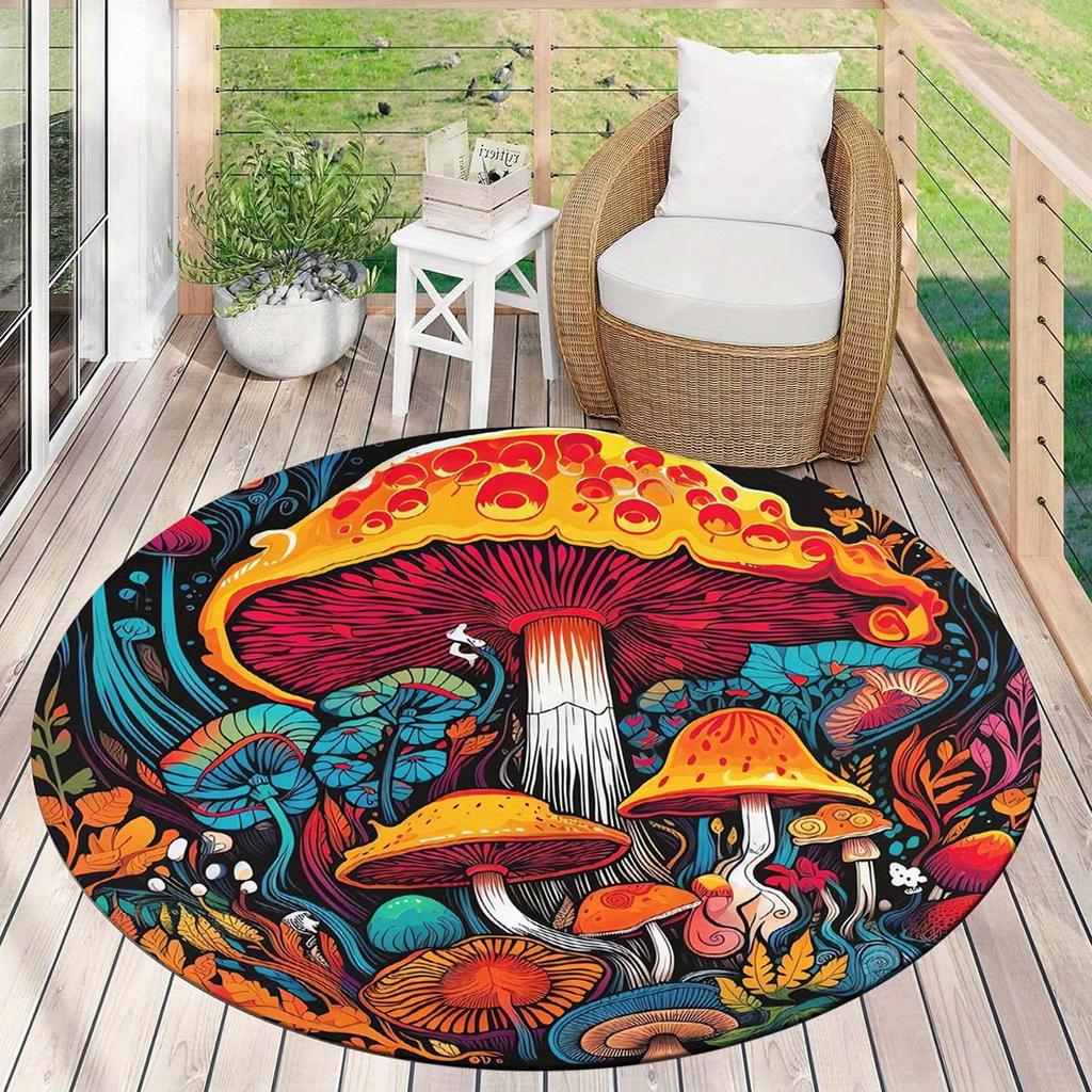 Round Colorful Mushroom Floor Mats Rug For Bedroom Carpet For Live Room Sofa Carpet Study Room Floor Mats Home Decoration