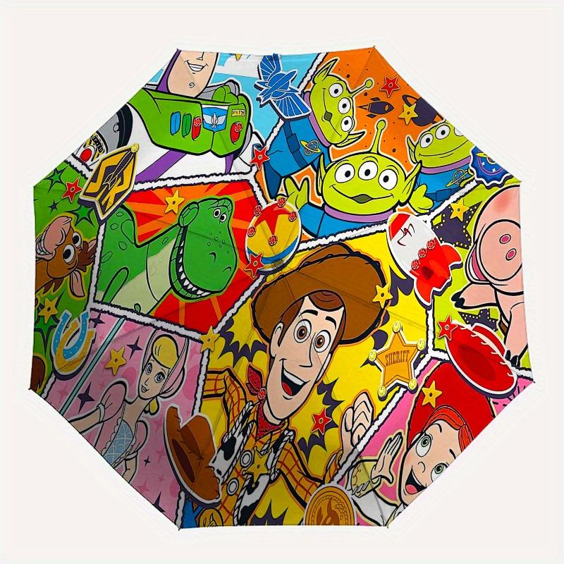 1pc Toy Story characters Automatic Folding Umbrella: Compact 8-Bone Design Cartoon Outdoor Travel Companion, Business Umbrella, Christmas Va