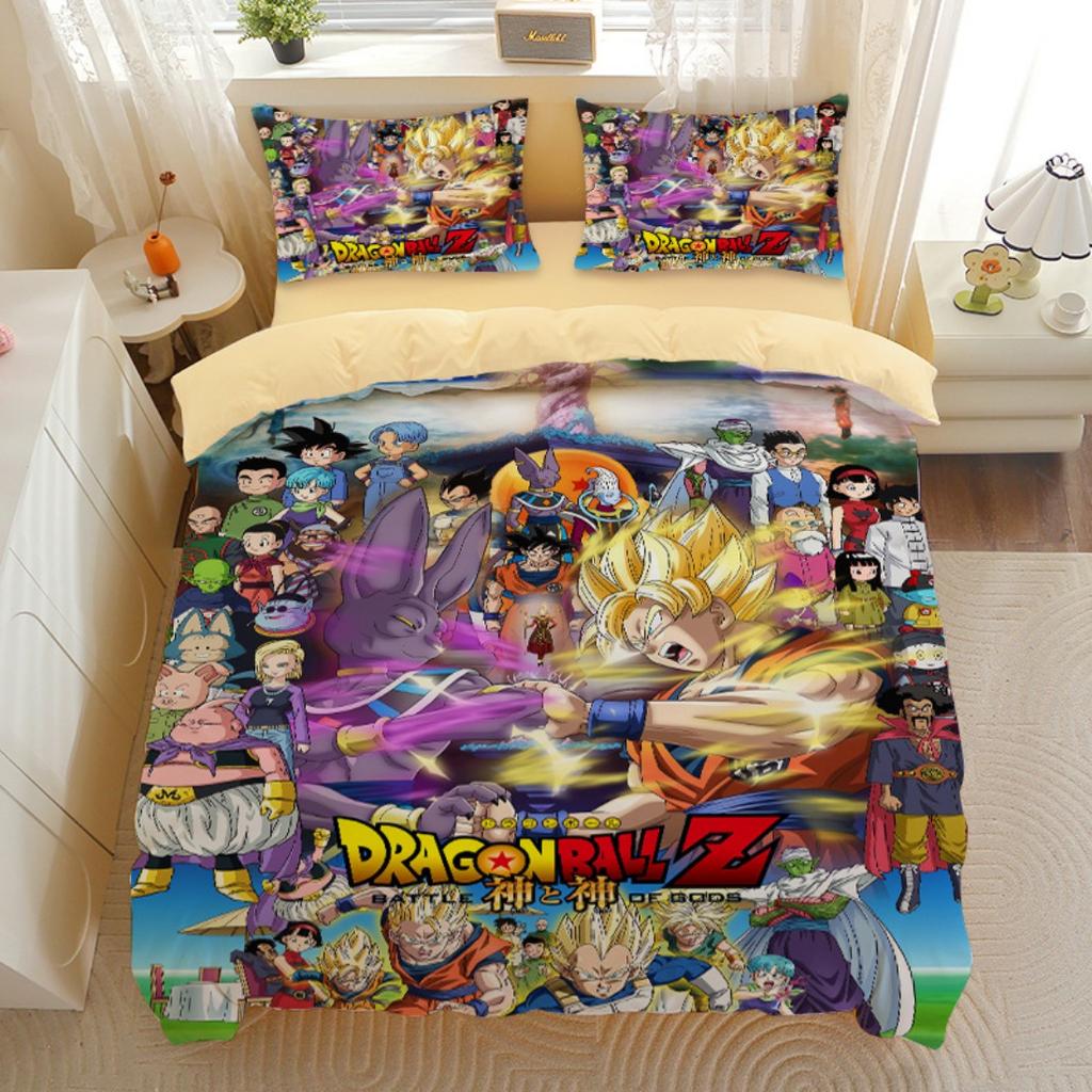 Japanese Anime Dragon Ball Bedding Set Goku Super Saiyan Duvet Cover Pillowcase 2/3pcs 3D Prints for Teens Quilt Cover