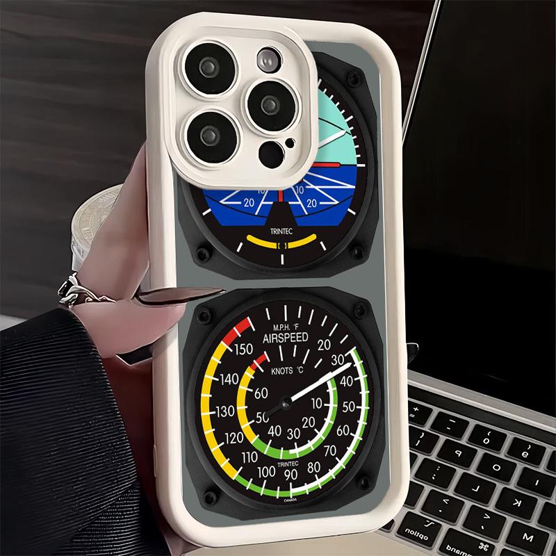Phone Case for iPhone 17 Air 16E 15 16 Pro Max Aircraft Instrument Cockpit Radar Cover 14 Plus 13 12 Mini Soft Shell Silicone Fu