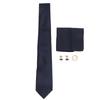 8cm Men Necktie Set Blue Gold Ring Stylish Comfortable Skin Friendly with Cufflinks Handkerchief