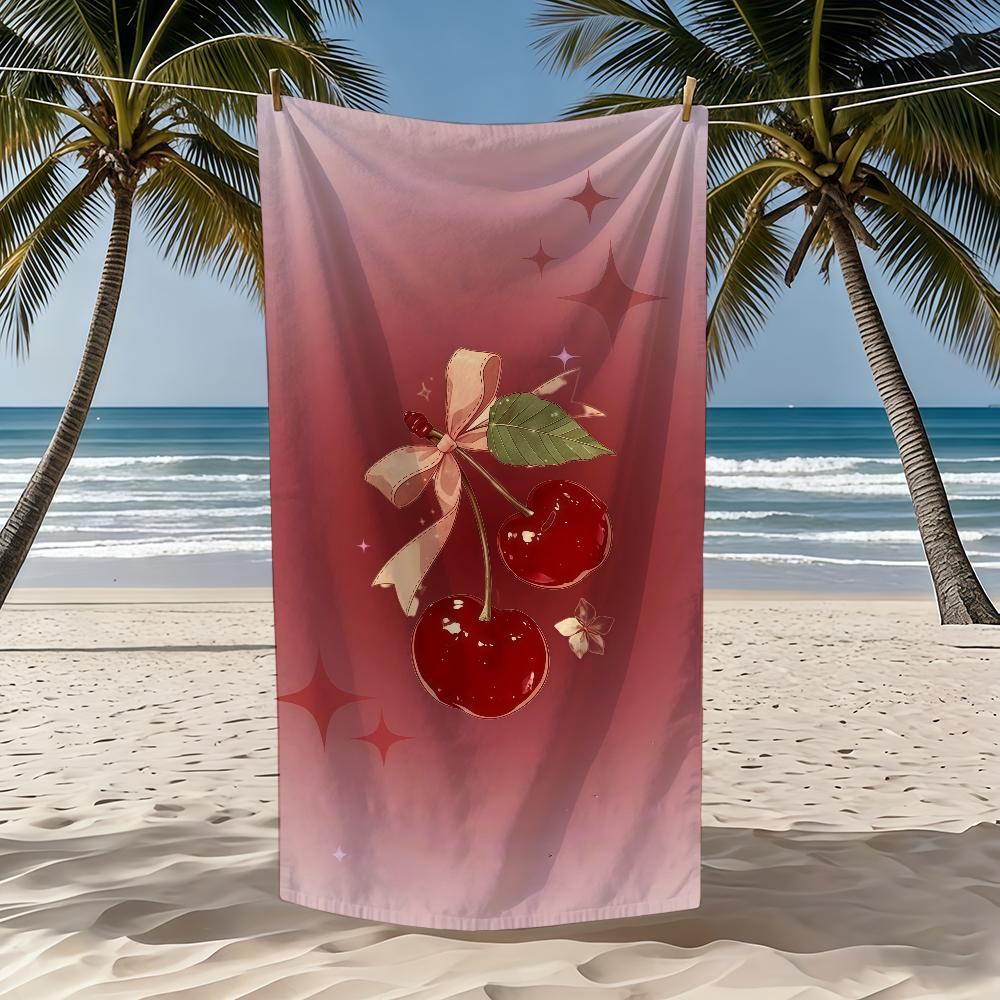 CHERRY cartoon Towel Textile Bathrobe Beach Quick-Drying Lightweight Portable Camping Swim Pool Travel