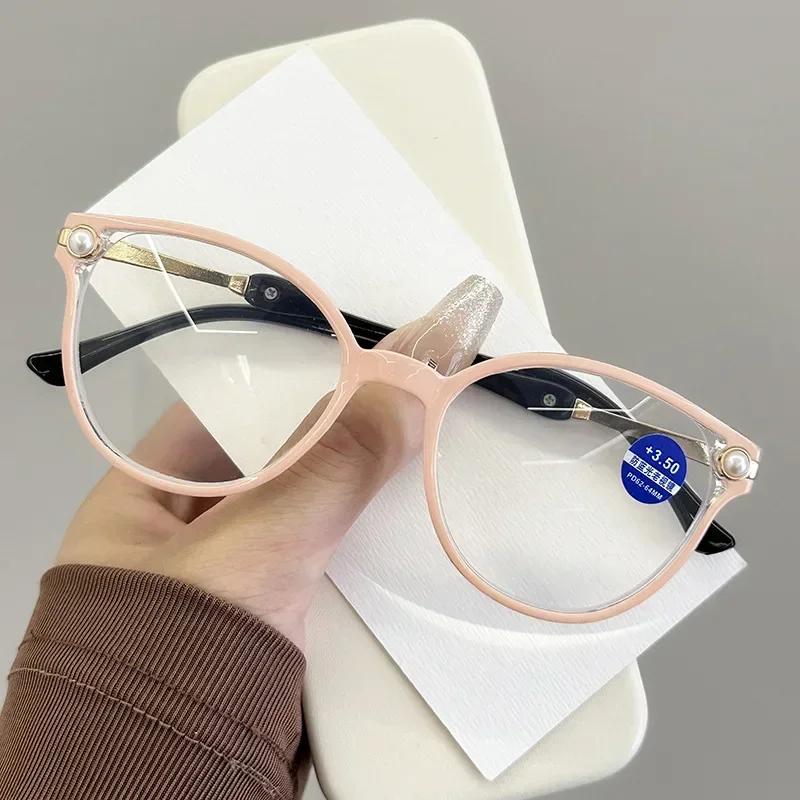 New Pearl Reading Glasses Frame Vintage Lady's Cat Eyes Presbyopia Eyewear Anti Blue Light Optical Spectacle Eyeglasses