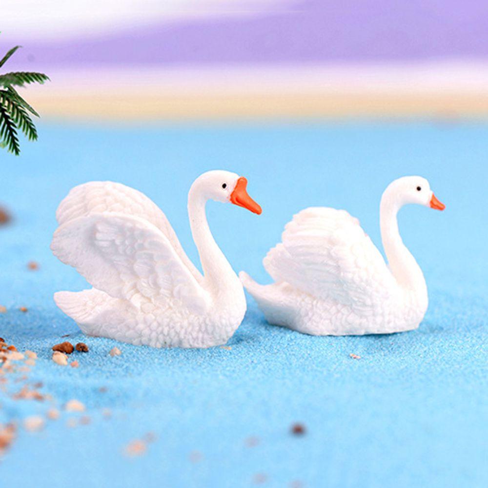 2PCS/Set Crafts Statue Micro Landscape Goose Model Swan Figurine Home Decor Miniature Animal