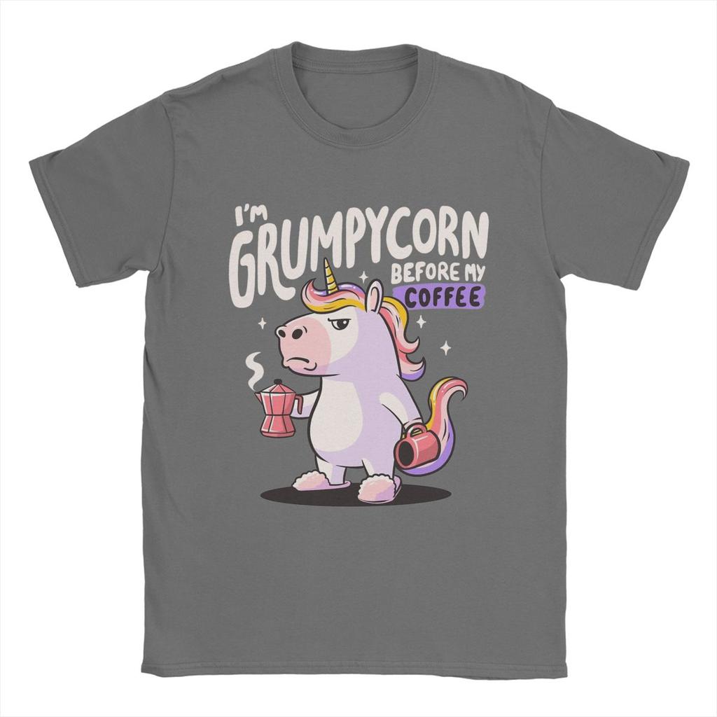 Мужская и женская Grumpycorn Cute Grumpy Unicorn Coffee Gift Shirt Outfit Новинка Хлопковая футболка Футболка Одежда Графическая печать