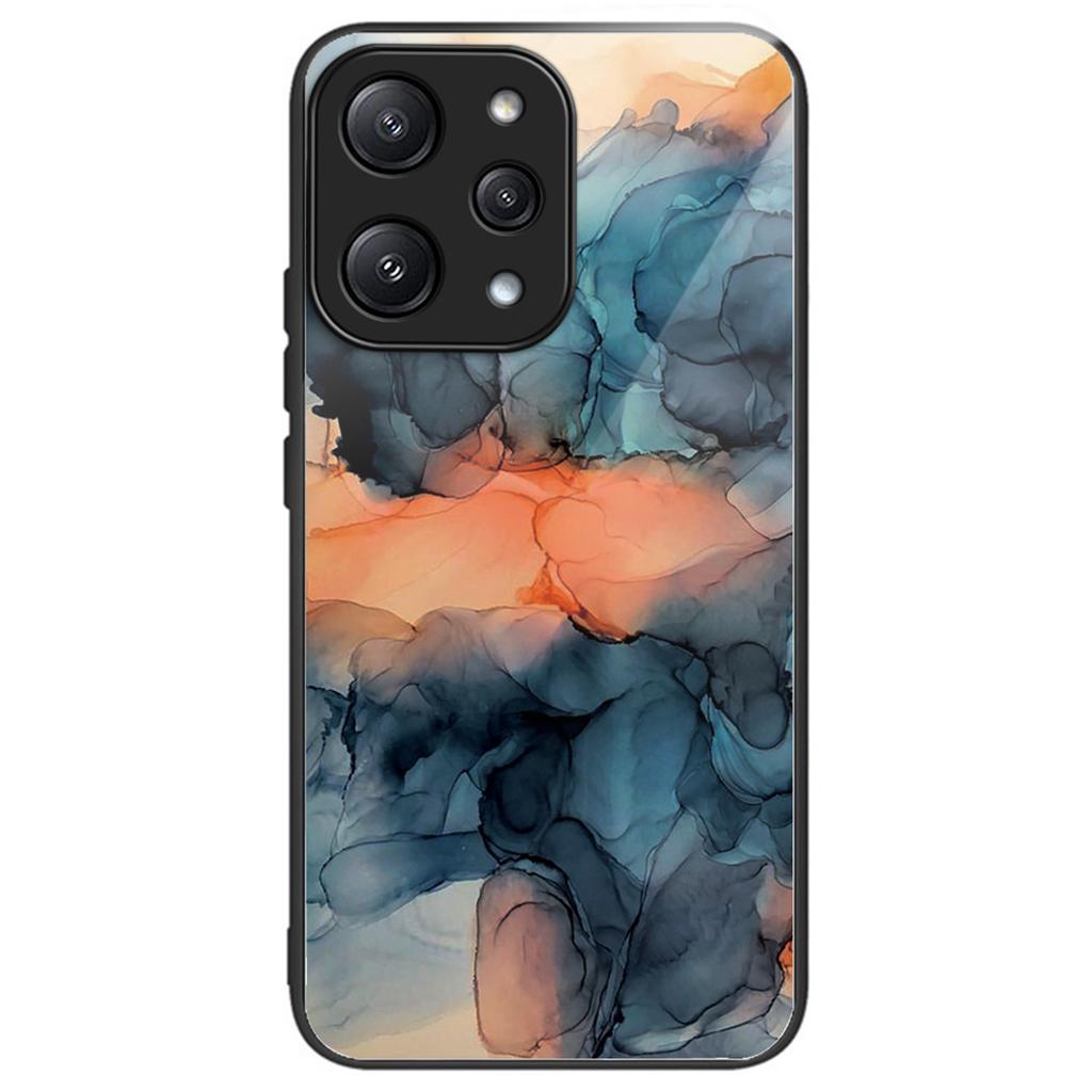 For Xiaomi Redmi 12 5G (Global)/Poco M6 Pro 5G Phone Case Marble Pattern Tempered Glass Back Cover
