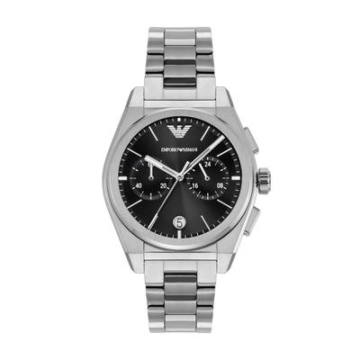 Мужские часы Emporio Armani с хронографом, корпус из нержавеющей стали, 43 мм, серебристые, современный дизайн