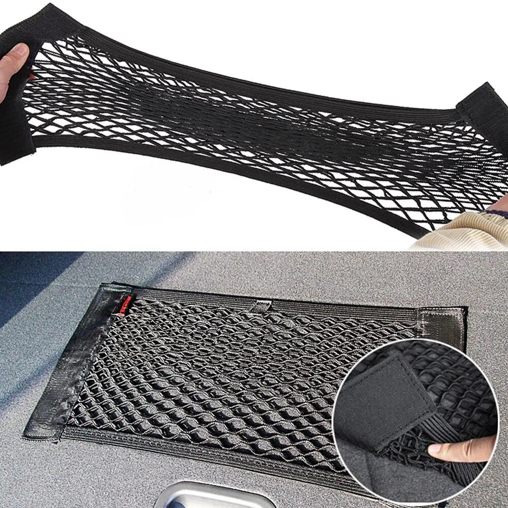 Задняя сетка автомобиля, сиденье багажника, эластичная сетка, волшебная наклейка, универсальная сумка для хранения, карманная клетка, автоорганайзер, сумка на спинку сиденья