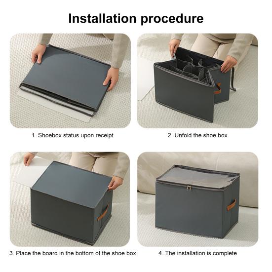 Коробка для хранения обуви с прозрачной крышкой, застежка-молния, большая вместимость, несколько отделений, шкаф, органайзер для хранения обуви