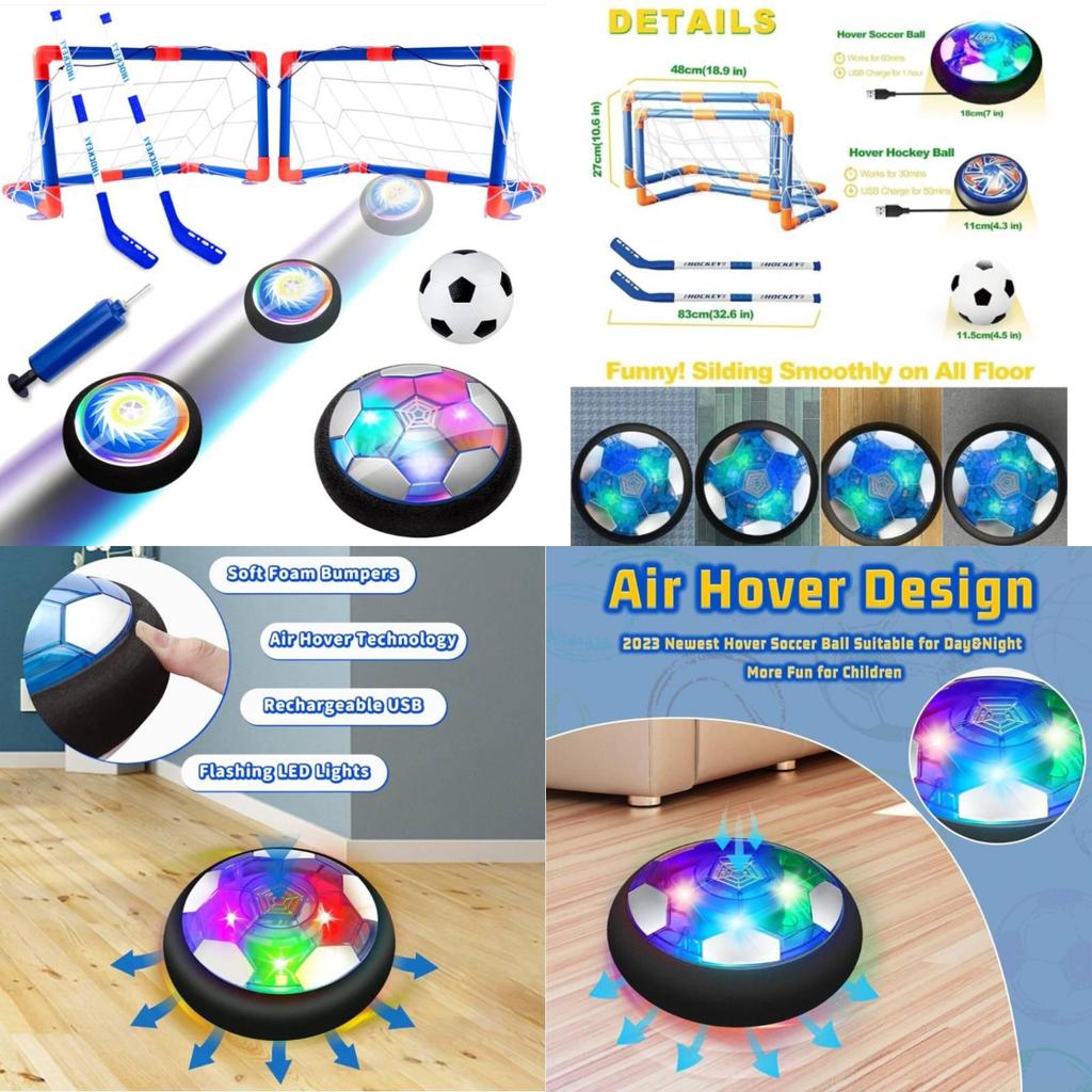 Hovering Hockey Football Toy Set Rechargeable Led With Goal For Childrens Gift