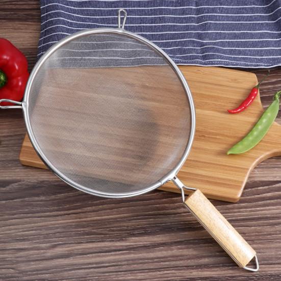 Stainless Steel Mesh Strainer with Wooden Handle Fine Mesh Filter Spoon Wire Sieve