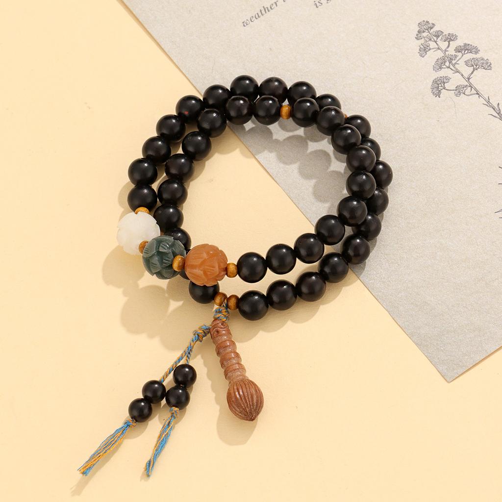 Original Old Material Green Sandalwood Buddha Bead Bracelet Female Forest Student Sandalwood Passion Seed Bracelet Couple Ethnic Style Male Female