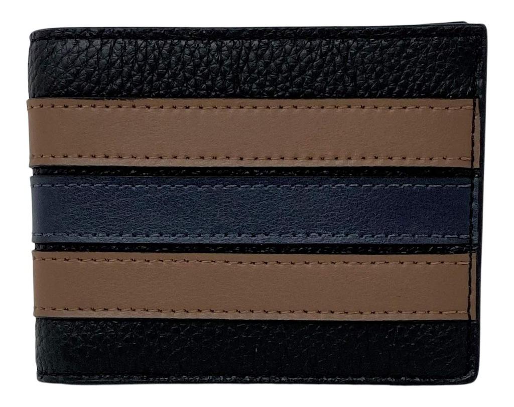 Coach Тонкий бумажник с полосками Varsity Slim Wallet для мужчин, черный,