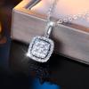 Fashion White Zircon Square Pendant Necklaces for Women Silver Color Chain Necklace Wedding Jewelry Gift