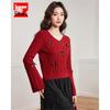IEF Sweet Red Bow Round Neck Flared Sleeve Sweater