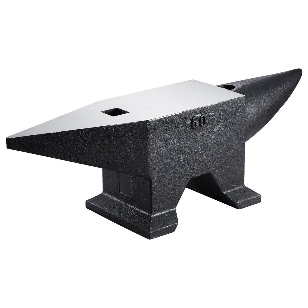 Cast Iron Anvil, 132 Lbs(60kg) Single Horn Anvil with Large Countertop and Stable Base, High Hardness Rugged Round Horn Anvil Blacksmith, for Bending,