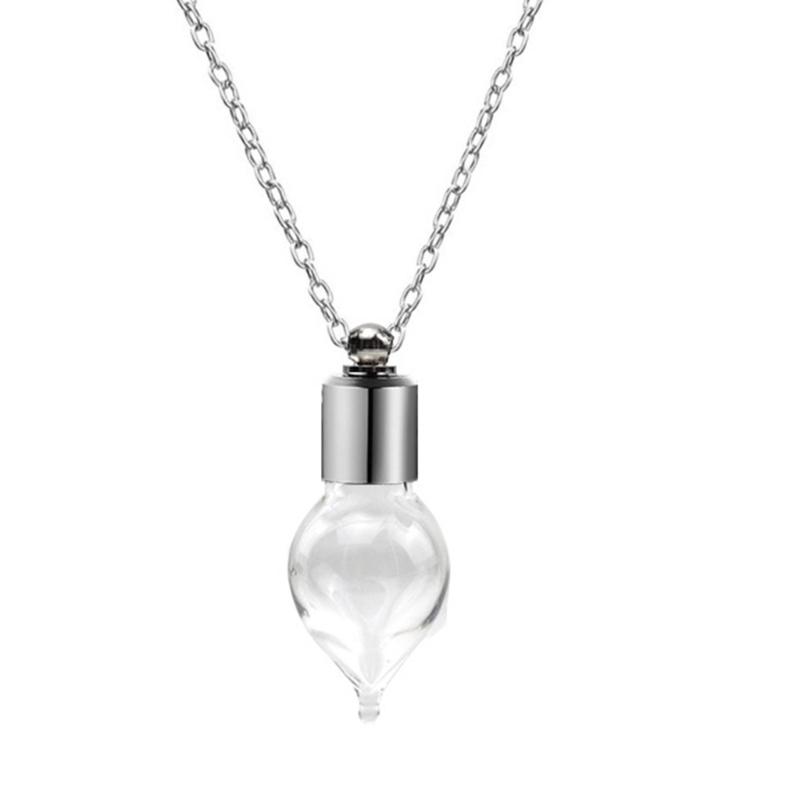 Glass Perfume Vial Pendant Wishing Bottle Clear Charm Glass Bottle Necklace Jewelry Gift Glass Bottle Necklace Transparent Glass