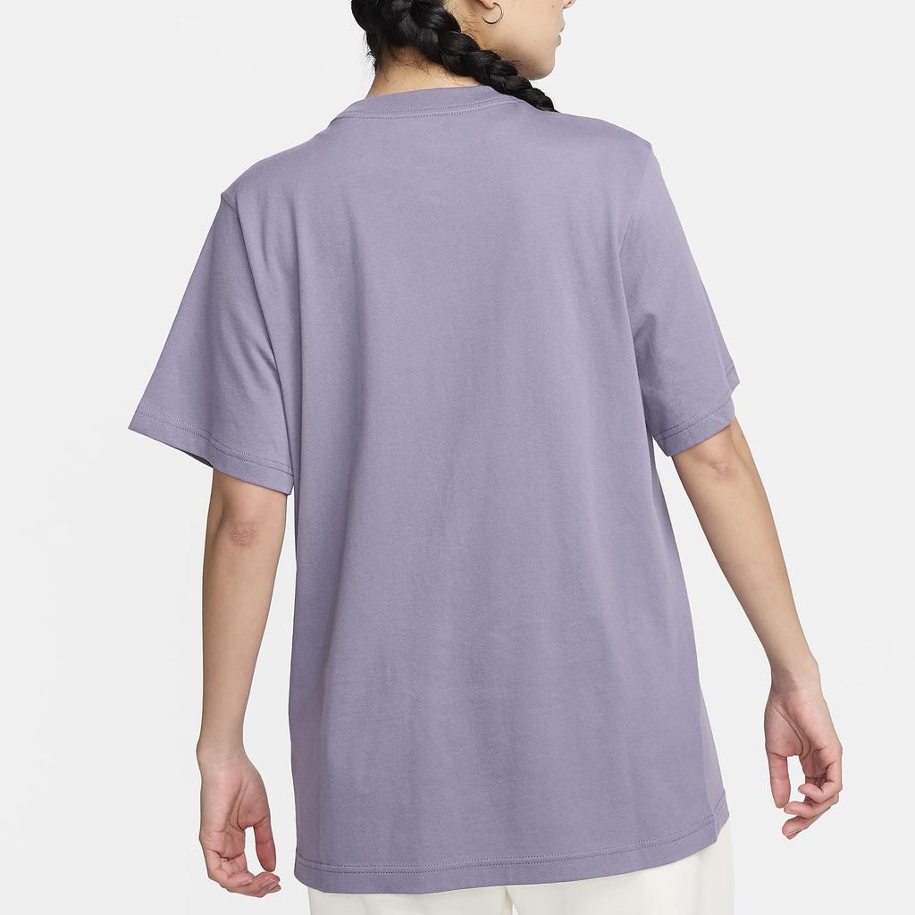 Nike Cotton Embroidered Loose Simple Sports Casual Dopamine Short Sleeve Drop Shoulder T-Shirt Women T-Shirt Purple FD4150-509