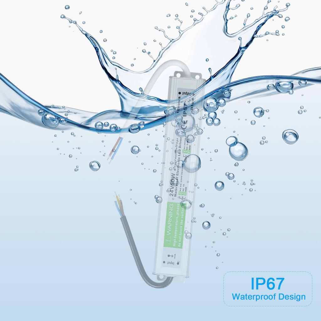 IP67 Водонепроницаемый светодиодный драйвер, переключатель, блок питания, трансформатор, адаптер переменного тока 90 В-250 В в постоянный ток 24 В 50 Вт