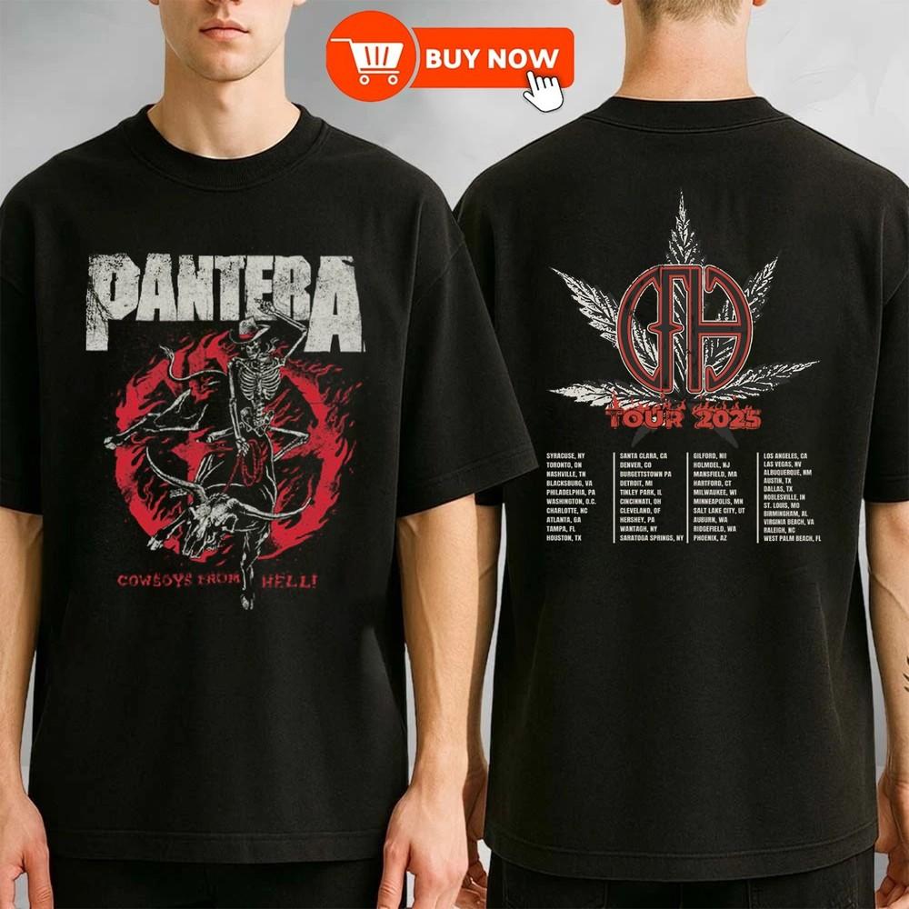 Pantera Cowboys From Hell Тур 2025 Футболка Подарок для члена семьи Метал-фаната БЕСПЛАТНАЯ ДОСТАВКА Унисекс Футболка