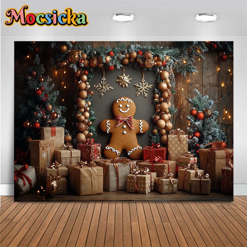 Mocsicka Рождественский Фон Фотография Домашний Подарок Украшение Елки Фотофон для Детского Праздника Реквизит для Фотосъемки Студийный Баннер