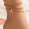 Zoshi Golden Foot Chain 3 Layers Ankles For Women Snake -Shaped Star Heart Cubot Foot Chains Beach Jewelry Summer Leg Chains