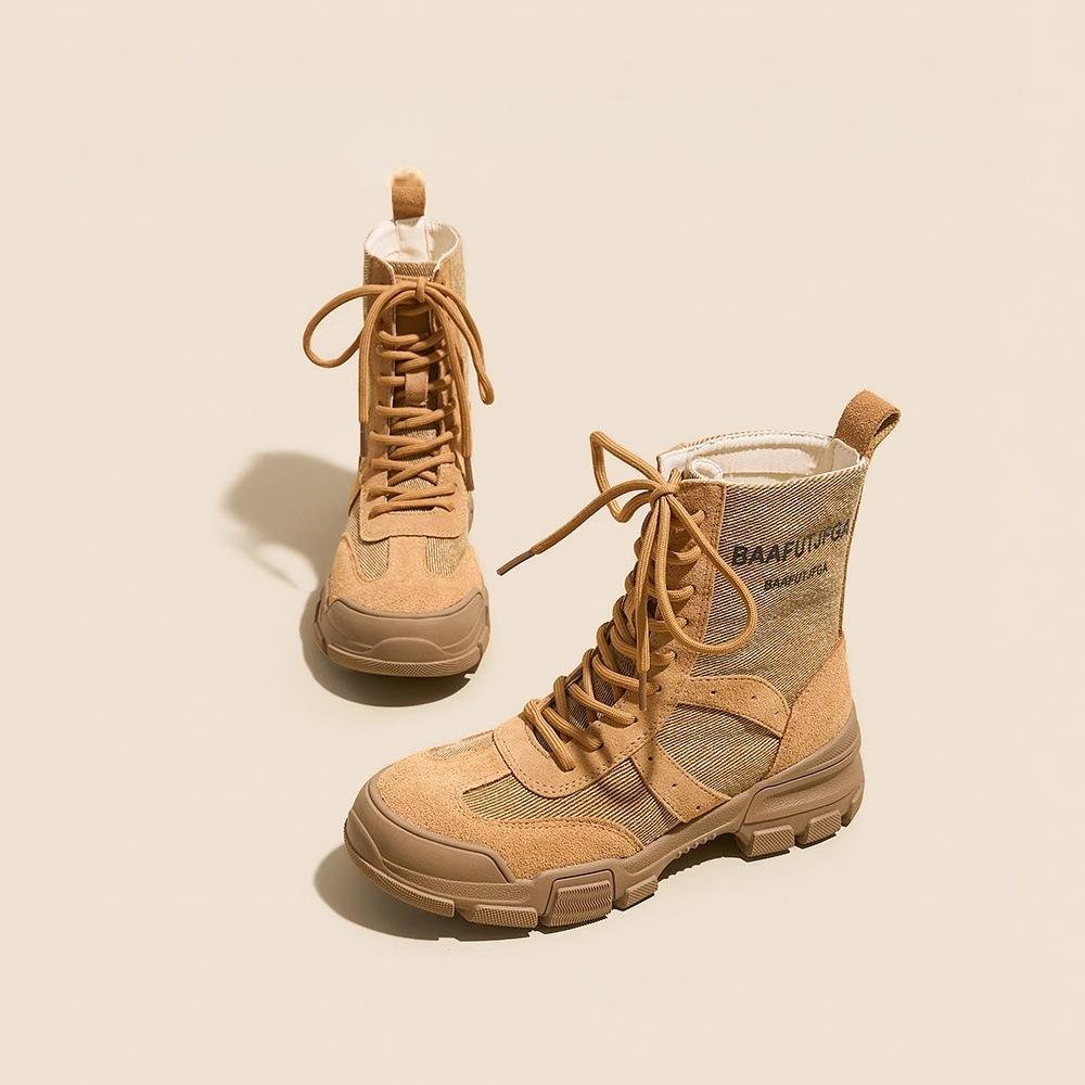 Женские ботинки Мартина для альпинизма на открытом воздухе, лето 2025, новые, на толстой подошве, нескользящие, дышащие, ботинки цвета ревеня, походные парусиновые ботинки для пустыни