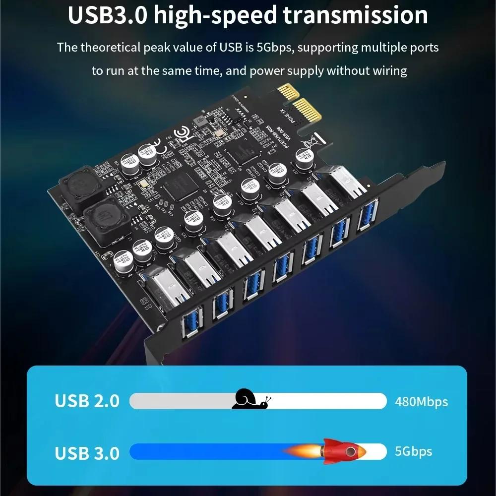 Карта расширения PCIe USB 3.0 5 Гбит/с 7 портов USB 3.0 Хаб-адаптер PCI Express в USB Карта расширения для хоста настольного ПК