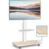 Rfiver TV Stand Wall Mounted TV Stand with TV Compatible with TV Rack Height Wooden Load 40 Up To For Commercial Display Home White White, Casters,