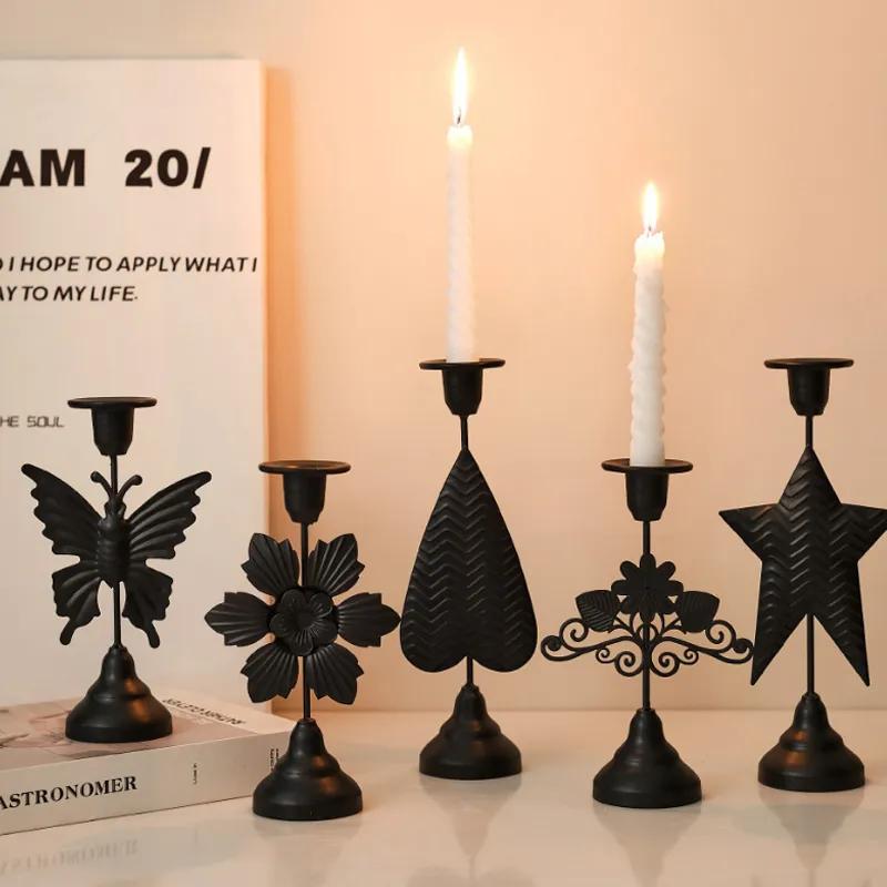 Candlestick Light Luxury Style Romantic Table Decoration Retro Candlelight Dinner Props Simple Decoration Candlestick Ornament Party Decoration