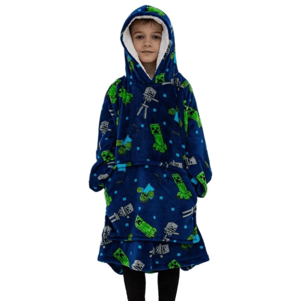 Minecraft Childrens/Kids Creeper Fleece Hoodie Blanket