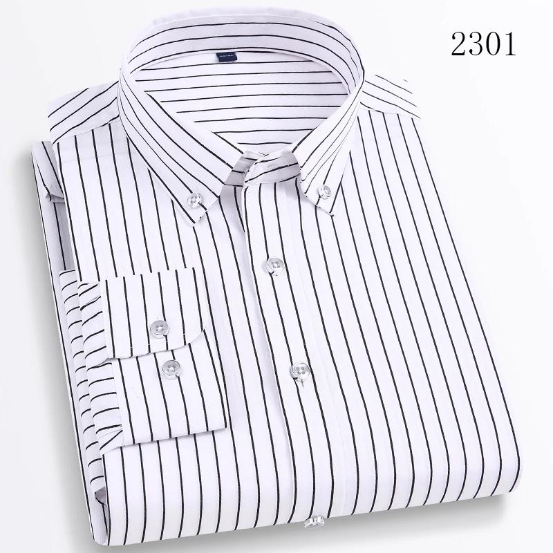 Men's Long Sleeve Casual Shirts No Iron Striped Button Up Square Collar Soft Skin New Style Daily Business Dress Shirts Clothing