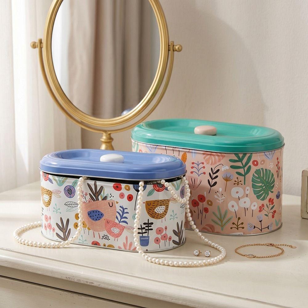 2PCS/SET European Style Tinplate Storage Box Large Capacity Candy Cookie Box Gift Boxes Living Room