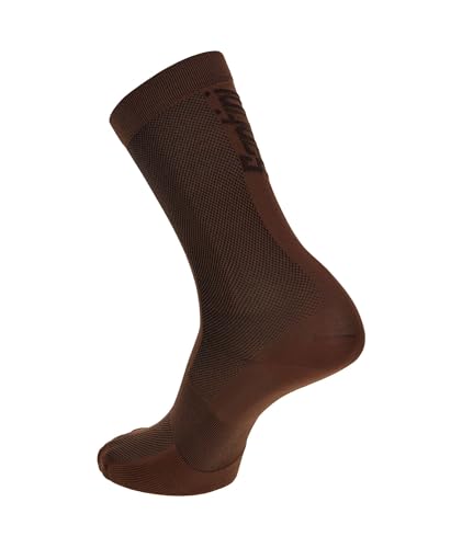 Santini PURO Cycling Socks, Unisex, High Fit, Made in Italy, Chocolate (Sizes M-L), 1S652QSKPURO [Authentic]